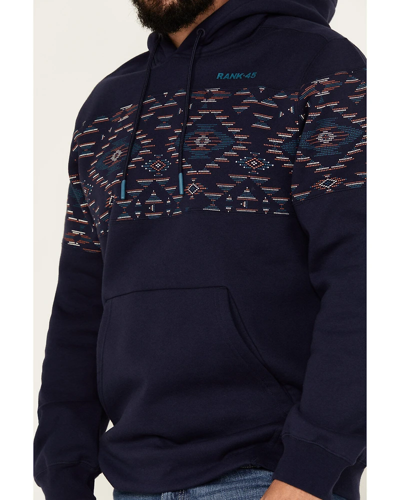 RANK 45® Men's Covebull Southwestern Print Hooded Sweatshirt