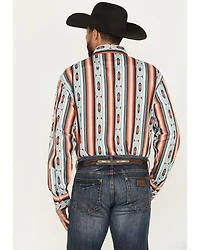 Rock & Roll Denim Men's Southwestern Serape Striped Long Sleeve Button-Down Stretch Western Shirt