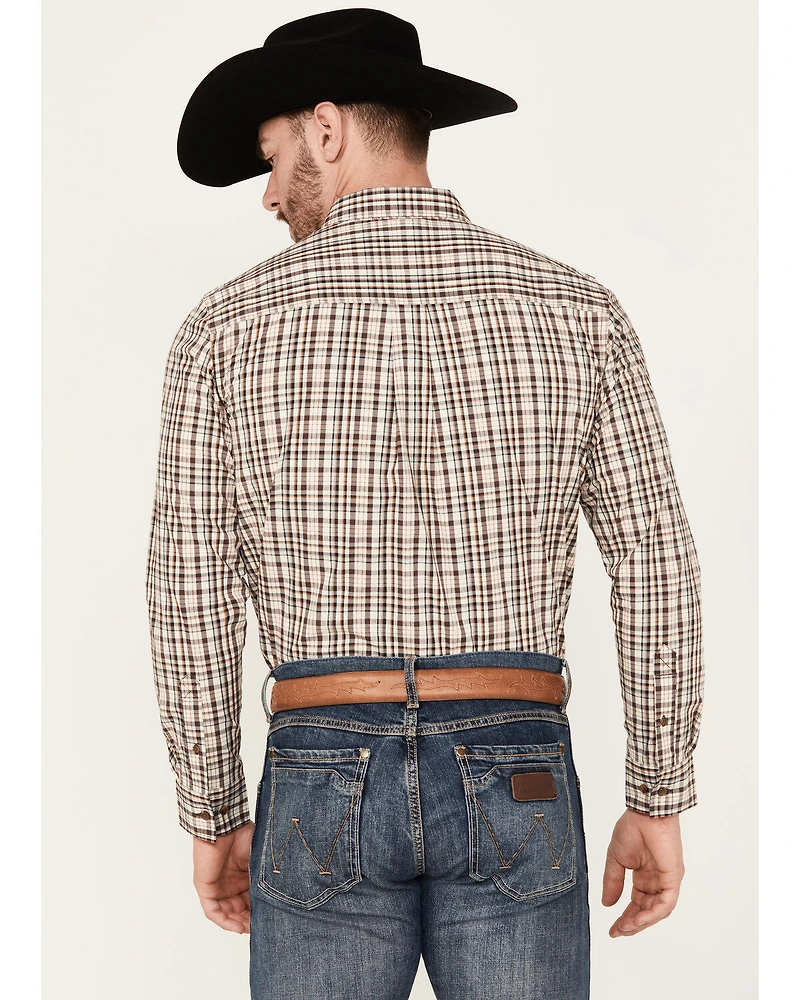Cody James Men's Rough Dirt Plaid Print Long Sleeve Button-Down Stretch Western Shirt