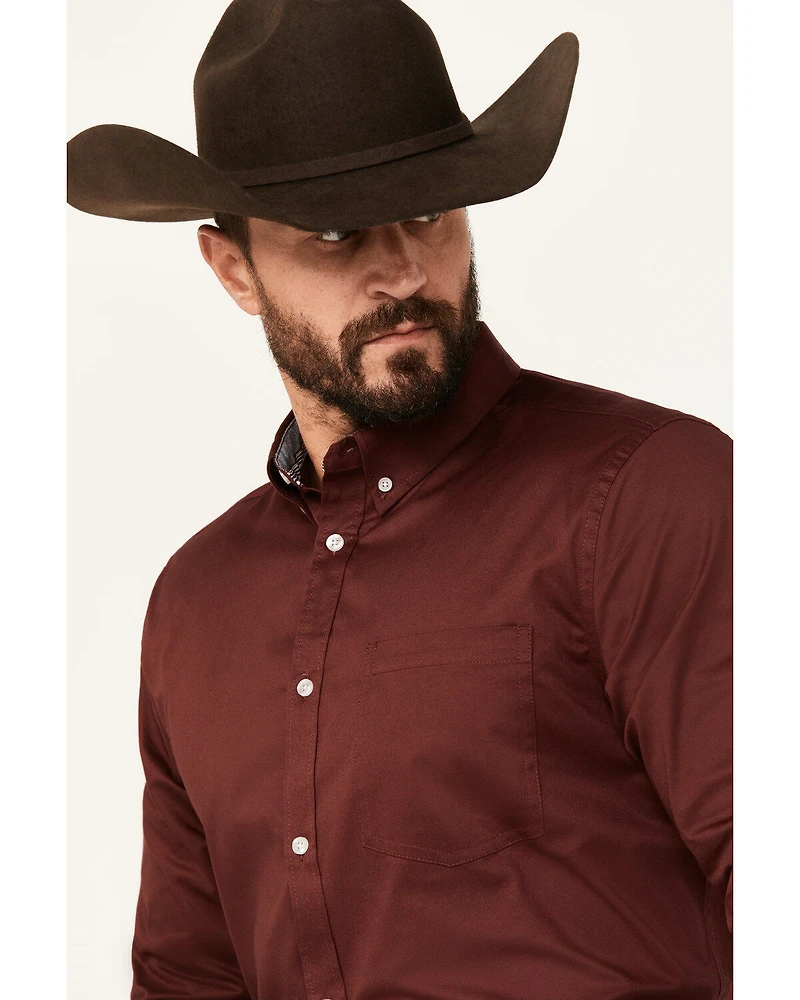 Cody James Men's Basic Twill Long Sleeve Button-Down Performance Western Shirt - Big