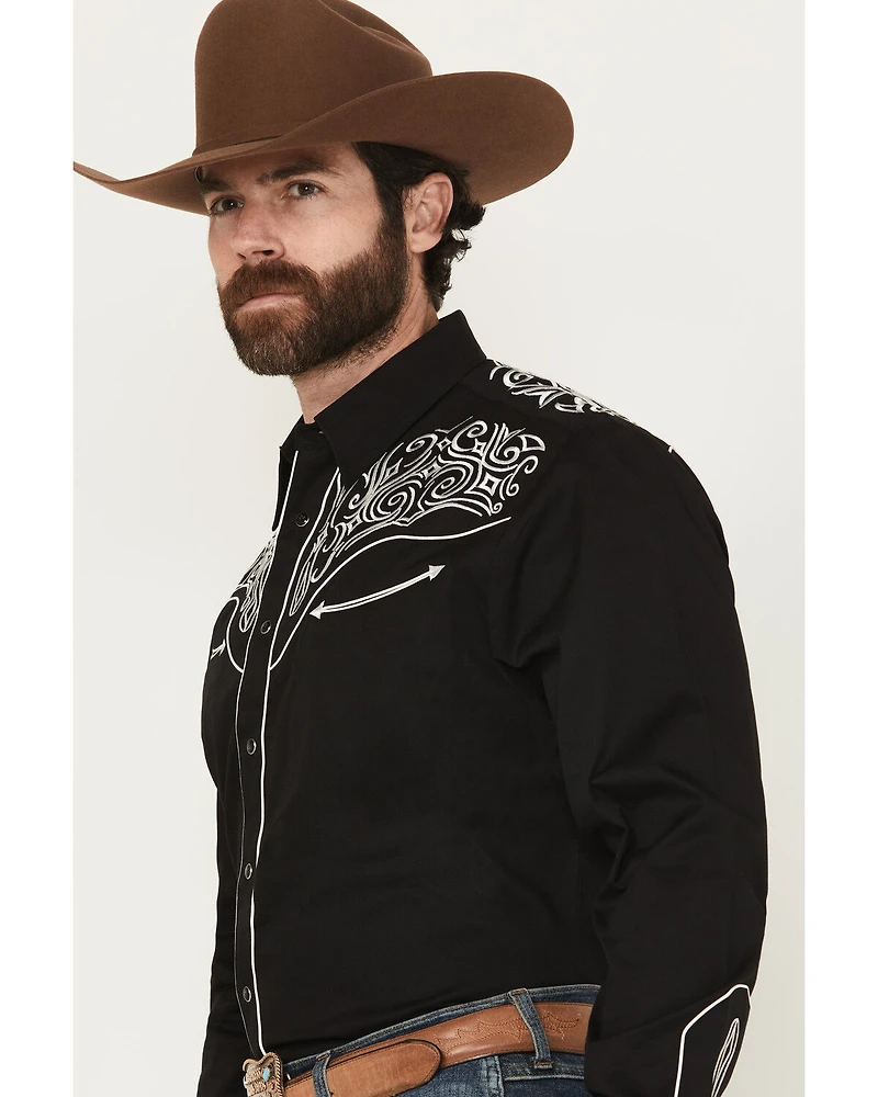 Rodeo Clothing Men's Embroidered Long Sleeve Snap Western Shirt