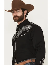 Rodeo Clothing Men's Embroidered Long Sleeve Snap Western Shirt