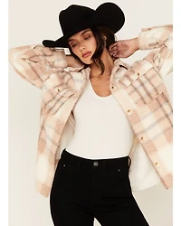 26 International Women's Plaid Print Sherpa Shacket