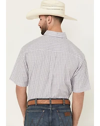 George Strait by Wrangler Men's Plaid Print Short Sleeve Button-Down Stretch Western Shirt - Big