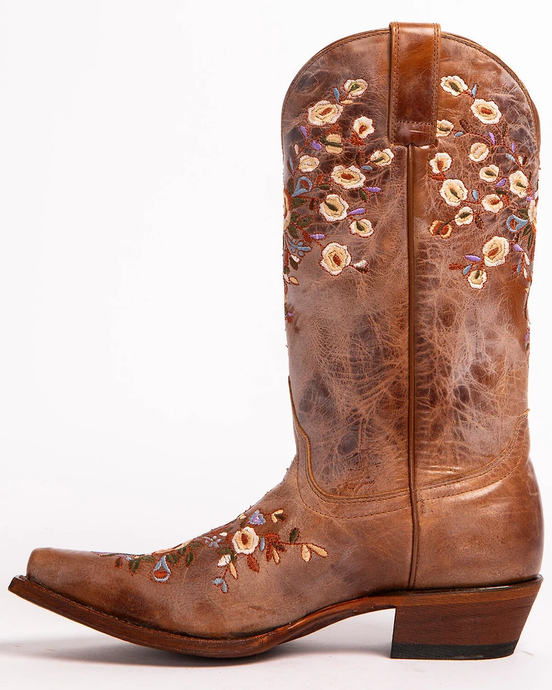 Shyanne Women's Maisie Floral Embroidered Western Leather Boots - Snip Toe