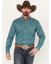 Roper Men's Amarillo Paisley Print Long Sleeve Button-Down Western Shirt