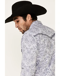Rock 47 By Wrangler Men's Navy Paisley Print Long Sleeve Western Shirt