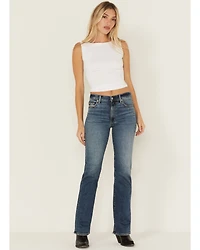 Daze Women's Perfection Dark Wash Mid Rise Stretch Denim Jeans