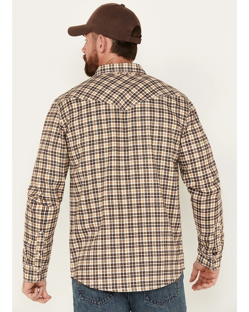 Cody James Men's FR Midweight Plaid Print Long Sleeve Pearl Snap Work Shirt