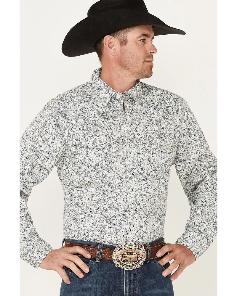 Wrangler Retro Premium Men's Paisley Print Long Sleeve Snap Western Shirt