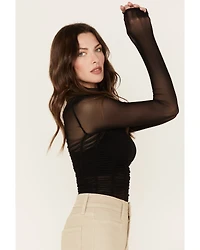 Free People Women's Under It All Ruched Mesh Bodysuit
