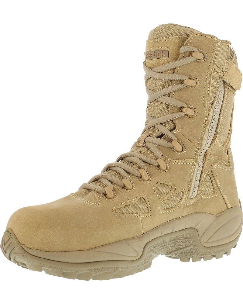 Reebok Men's Stealth 8" Lace-Up Side-Zip Desert Khaki Work Boots - Composite Toe