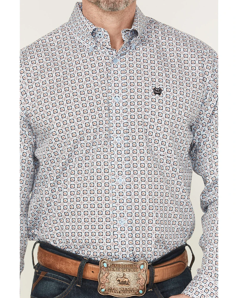 Cinch Men's Floral Geo Print Long Sleeve Button-Down Western Shirt