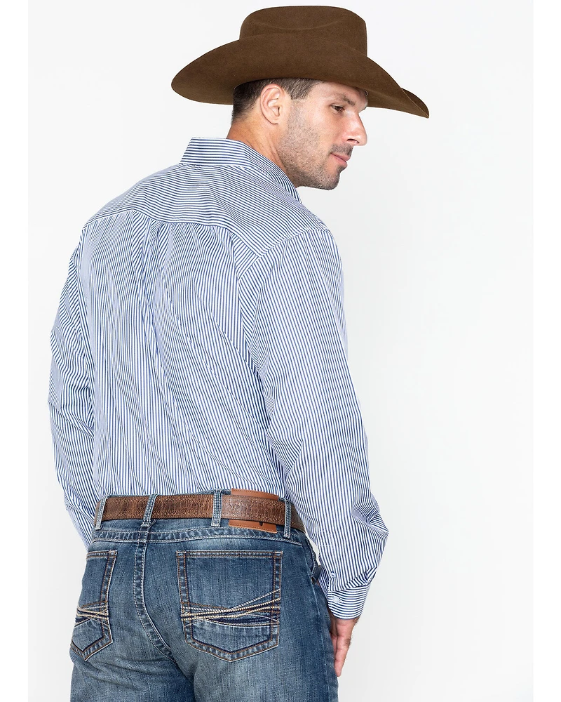 Cinch Men's Royal Blue Striped Western Shirt - Big & Tall