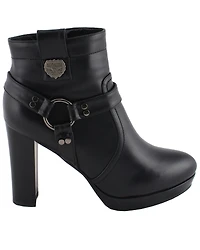 Milwaukee Leather Women's Block Heel Harness Booties - Round Toe