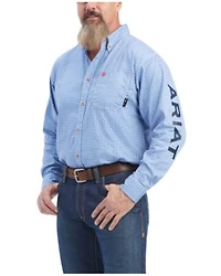 Ariat Men's FR Lanting Logo Geo Print Button Down Work Shirt