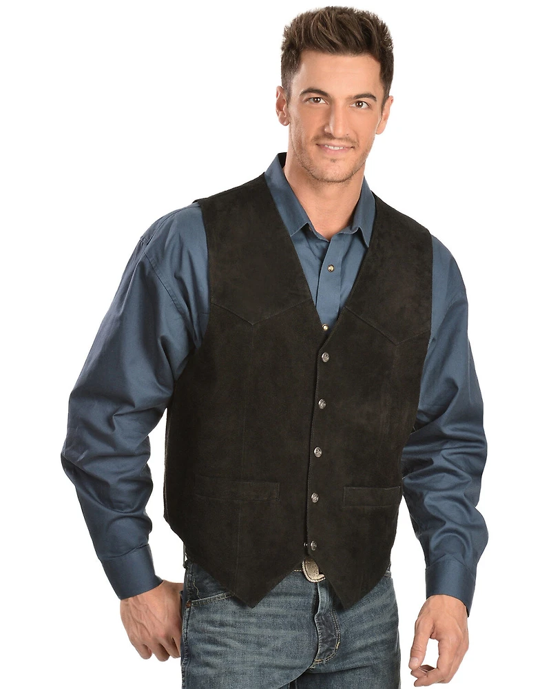 Scully Men's Lambskin Calf Suede Snap Front Vest