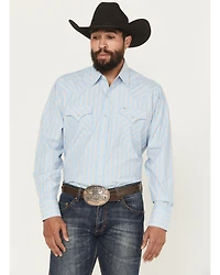 Ely Walker Men's Striped Print Long Sleeve Snap Western Shirt