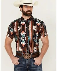 RANK 45® Men's Calvaztec Southwestern Print Short Sleeve Button-Down Stretch Western Shirt