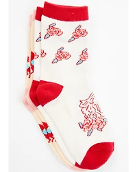 RANK 45® Girls' Floral & Horse Print Crew Socks - 2-Pack