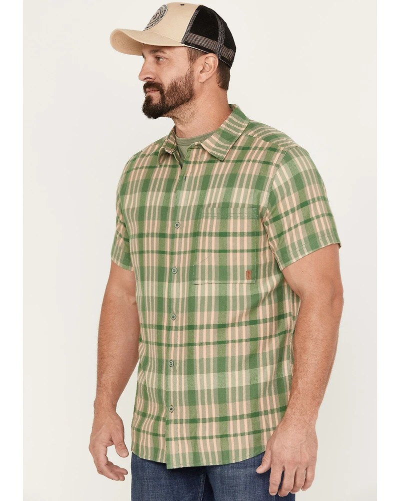 Brothers and Sons Men's Plaid Print Short Sleeve Button-Down Western Shirt