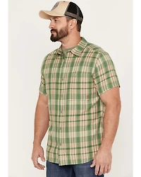 Brothers and Sons Men's Plaid Print Short Sleeve Button-Down Western Shirt