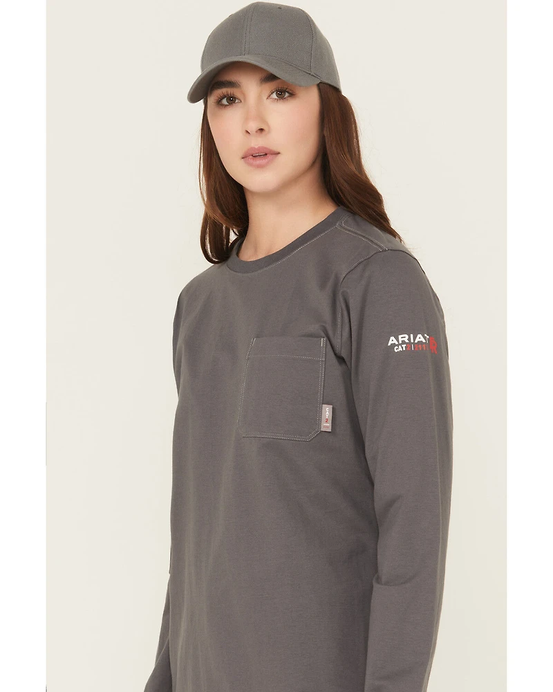 Ariat Women's FR Pima Stretch US Logo Baselayer Long Sleeve Work T-Shirt