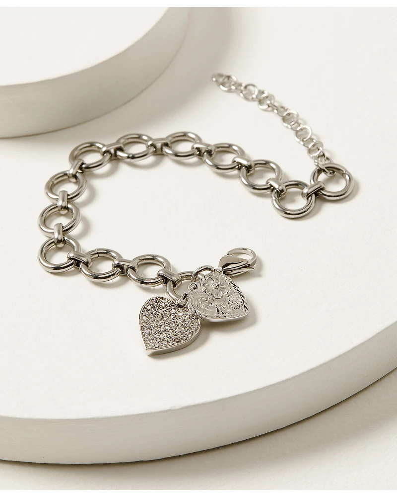 Montana Silversmiths Women's Country Charm Duo Heart Bracelet