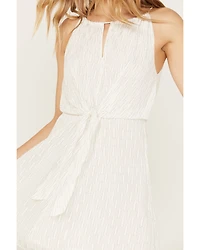 Idyllwind Women's Gladiolus Metallic Slip Tie Front Mini Dress