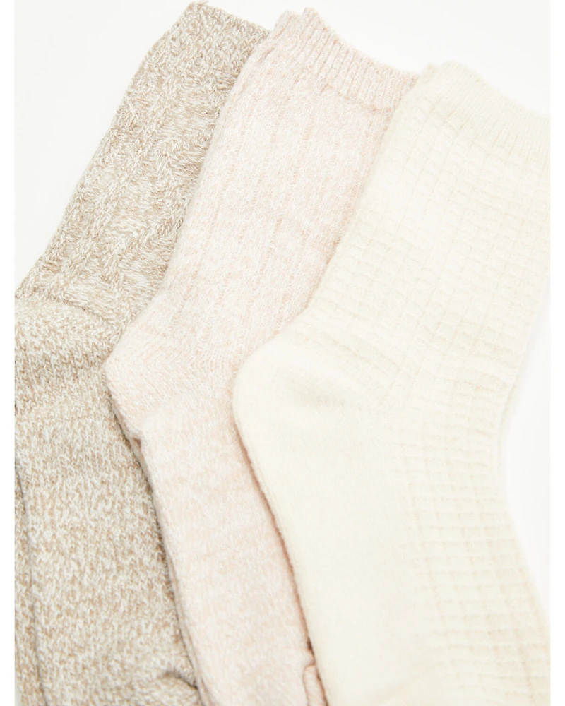 Boot Barn Women's Oatmeal Luxe Cozy Sock Gift Box - 3 Piece