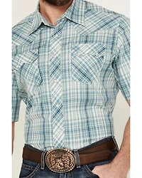 Wrangler Retro Men's Plaid Print Short Sleeve Pearl Snap Western Shirt