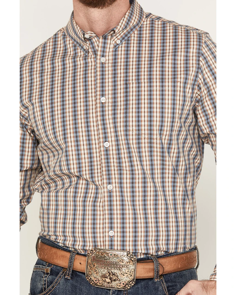 Cody James Men's Hayfield Plaid Print Long Sleeve Button-Down Stretch Western Shirt