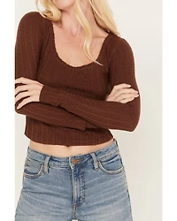 Shyanne Women's Pointelle Ruffle Trim Crop Top