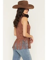 Idyllwind Women's Studded Fringe Faux Suede Tank Top