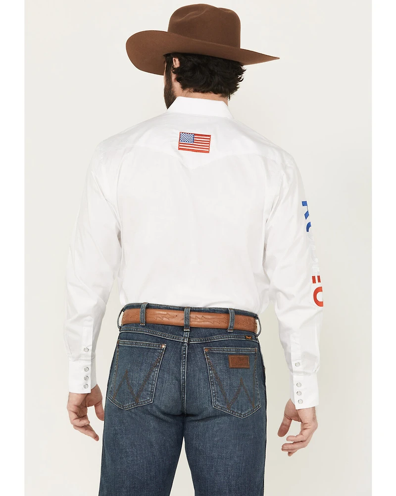 Rodeo Clothing Men's Boot Barn Exclusive America Solid Long Sleeve Pearl Snap Western Shirt