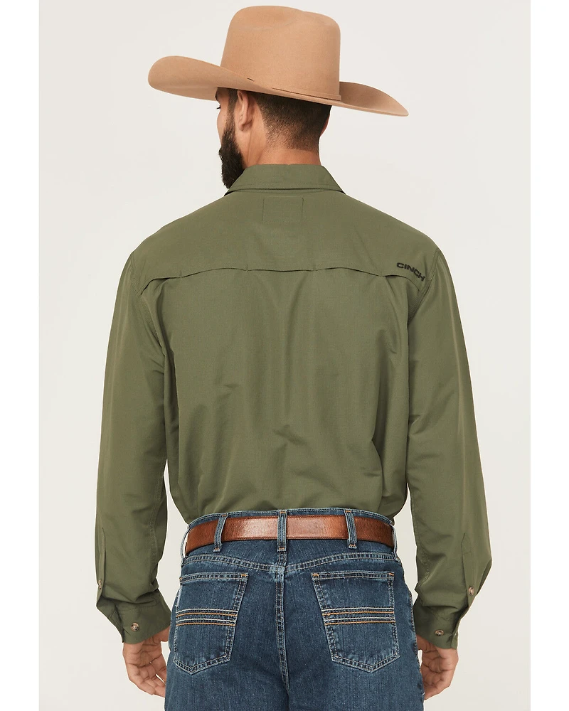 Cinch Men's Solid Long Sleeve Button-Down Performance Stretch Western Shirt