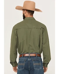 Cinch Men's Solid Long Sleeve Button-Down Performance Stretch Western Shirt