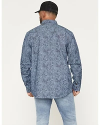Cody James Men's FR Denim Paisley Long Sleeve Snap Shirt