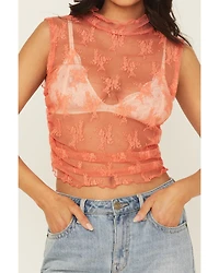 Free People Women's Nice Try Mesh Floral Muscle Tank