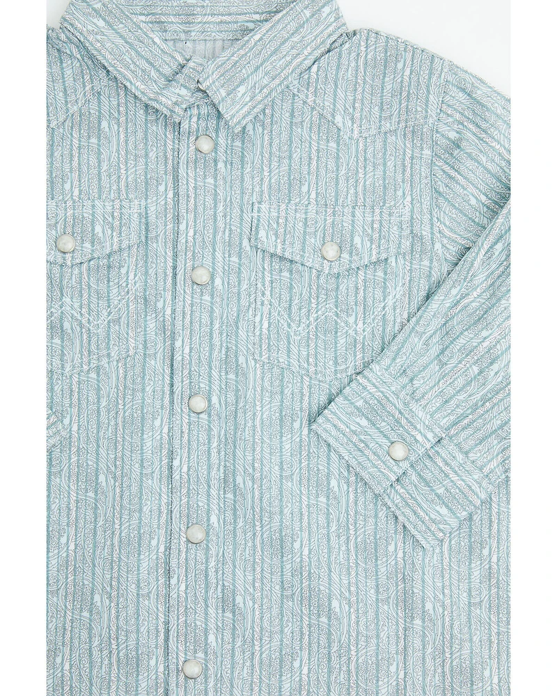 Wrangler Toddler Boys' Paisley Print Long Sleeve Snap Stretch Western Shirt