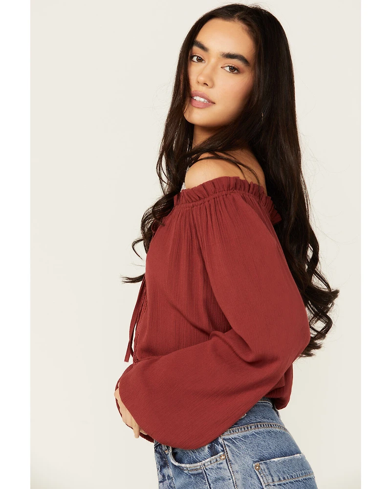 Tempted Women's Crochet Long Sleeve Top