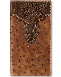 Ariat Men's Rodeo Ostrich Print Floral Embossed Wallet