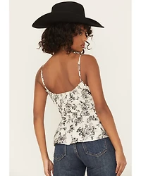 Wild Moss Women's Floral Print Smocked Tank