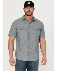 Hawx Men's Chambray Short Sleeve Button-Down Stretch Work Shirt - Tall