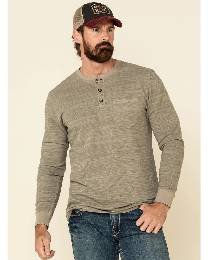 Moonshine Spirit Men's Tan Woodbourne Henley Long Sleeve Shirt