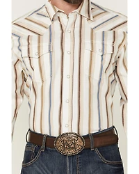 Wrangler Retro Men's Striped Print Long Sleeve Snap Stretch Western Shirt
