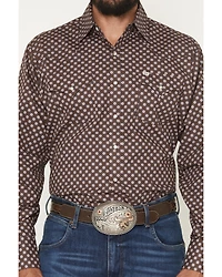 Ely Walker Men's Geo Print Long Sleeve Pearl Snap Western Shirt