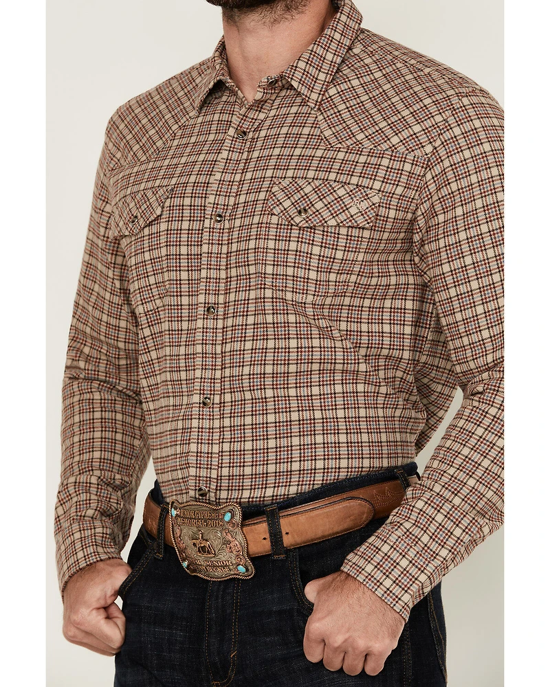 Blue Ranchwear Men's Euclid Plaid Print Long Sleeve Snap Western Shirt