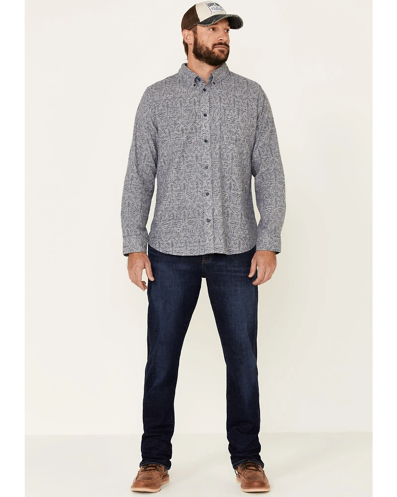 United By Blue Men's Southwestern Soft Hemp Chambray Long Sleeve Western Shirt