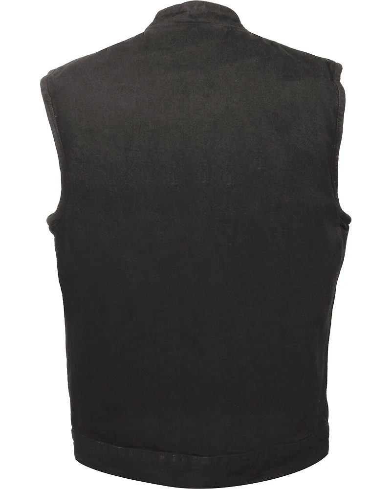 Milwaukee Leather Men's Snap Front Denim Club Style Vest with Gun Pocket - Big 3X
